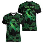 Green Kangaroo Ribbon Aboriginal Personalised Women V-Neck T-Shirt Depression Awareness