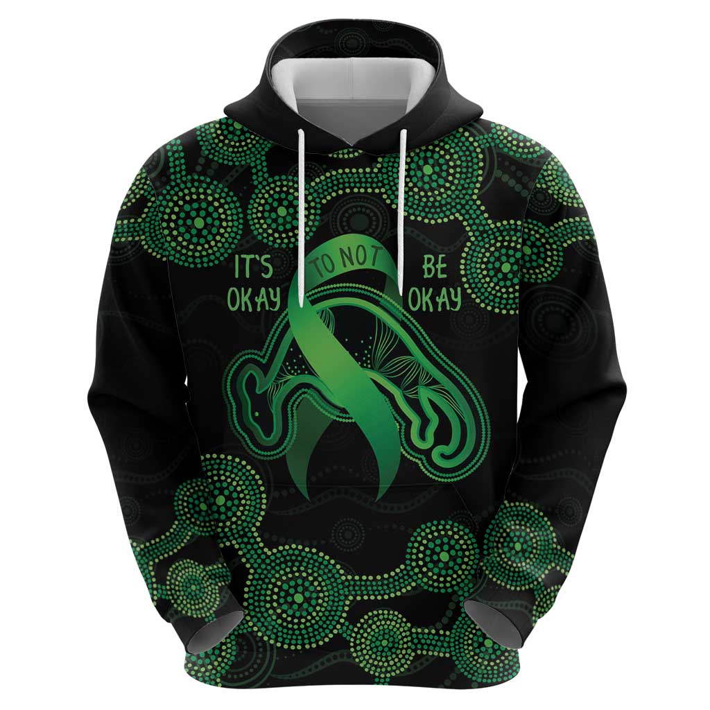 Green Kangaroo Ribbon Aboriginal Personalised Zip Hoodie Depression Awareness