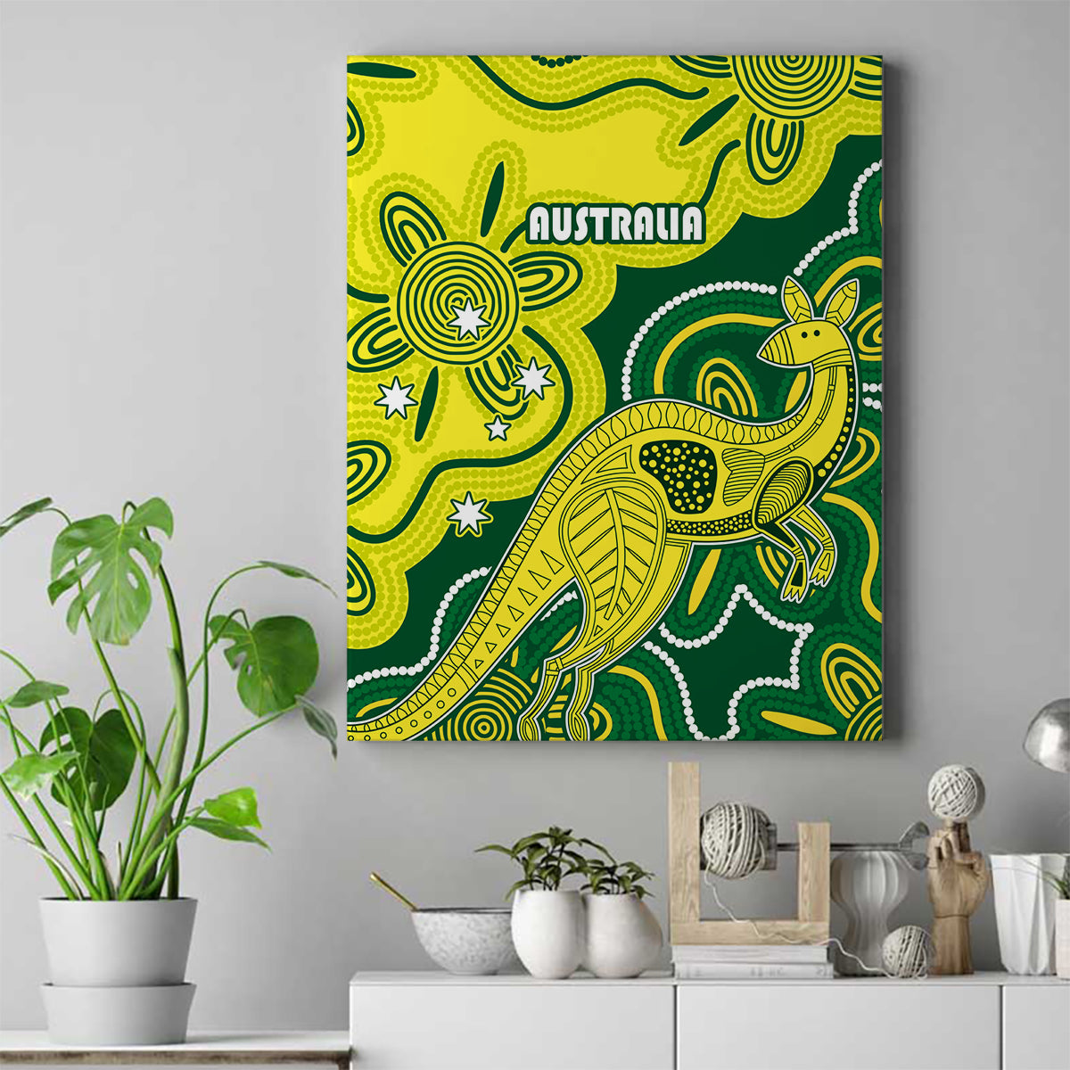 australia-cricket-canvas-wall-art-go-aussie-world-cup-2023-aboriginal-style-unique