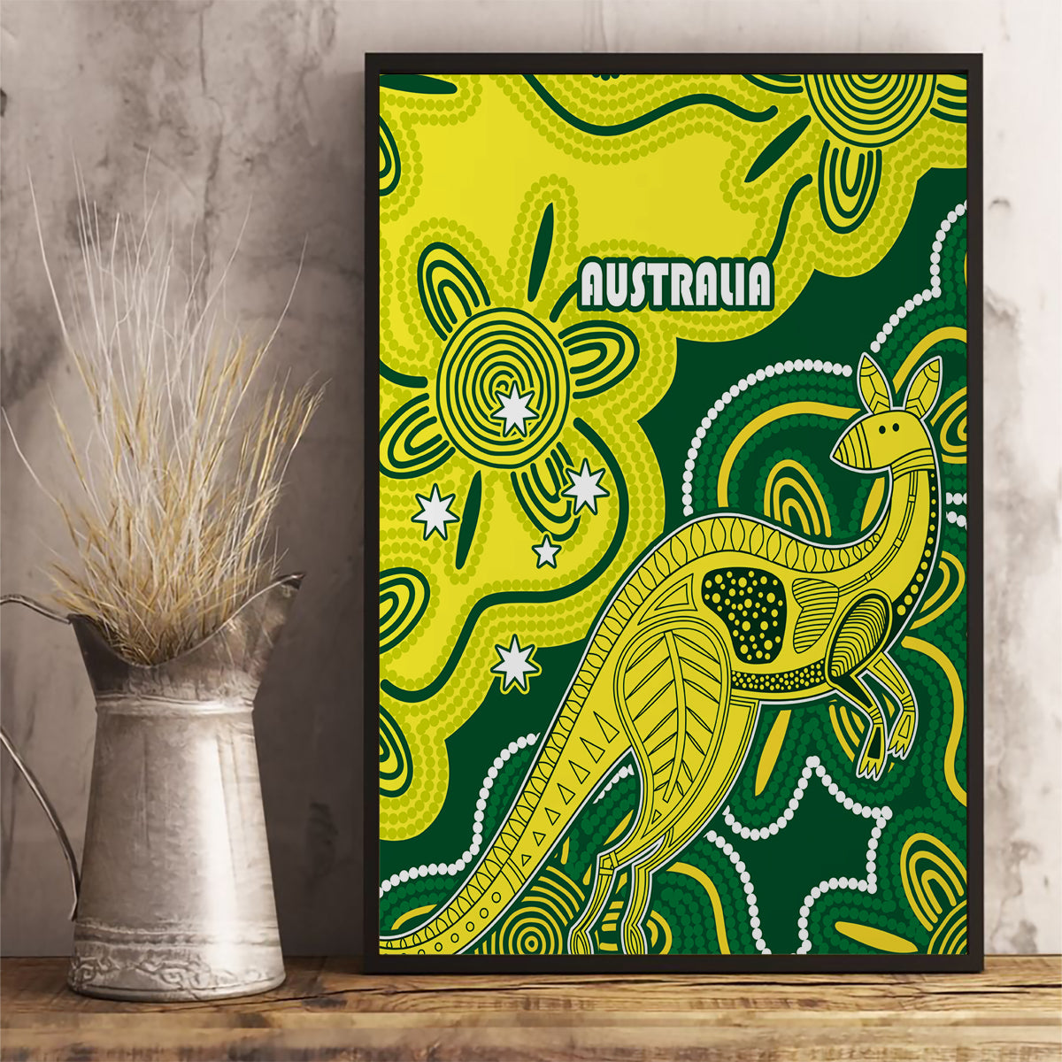 australia-cricket-canvas-wall-art-go-aussie-world-cup-2023-aboriginal-style-unique