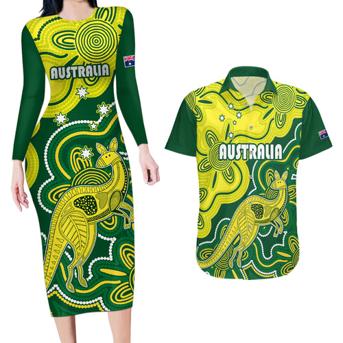 australia-cricket-couples-matching-long-sleeve-bodycon-dress-and-hawaiian-shirt-go-aussie-world-cup-2023-aboriginal-style-unique