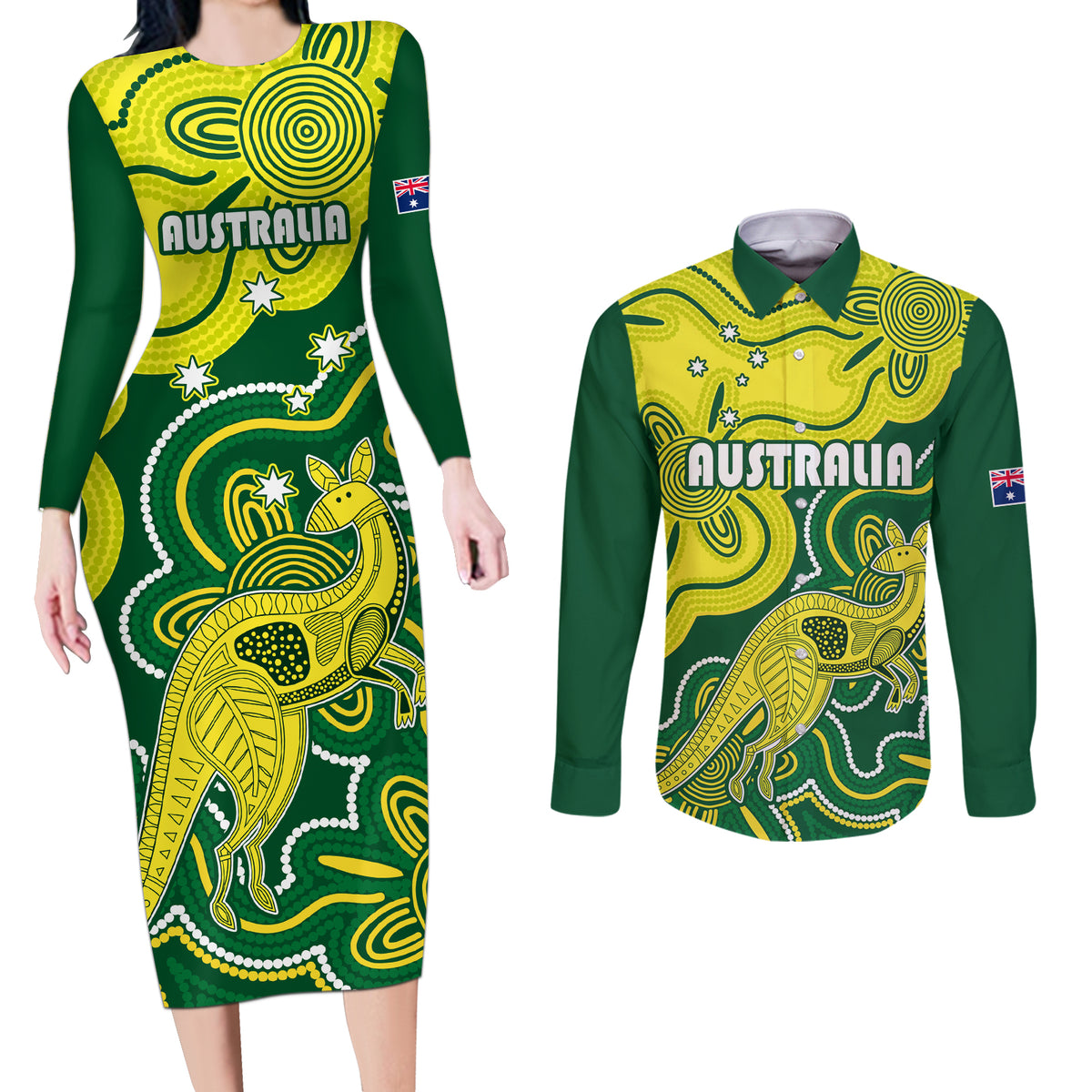 australia-cricket-couples-matching-long-sleeve-bodycon-dress-and-long-sleeve-button-shirts-go-aussie-world-cup-2023-aboriginal-style-unique