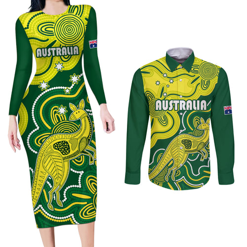 australia-cricket-couples-matching-long-sleeve-bodycon-dress-and-long-sleeve-button-shirts-go-aussie-world-cup-2023-aboriginal-style-unique
