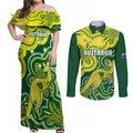 australia-cricket-couples-matching-off-shoulder-maxi-dress-and-long-sleeve-button-shirts-go-aussie-world-cup-2023-aboriginal-style-unique