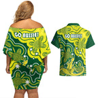 australia-cricket-couples-matching-off-shoulder-short-dress-and-hawaiian-shirt-go-aussie-world-cup-2023-aboriginal-style-unique