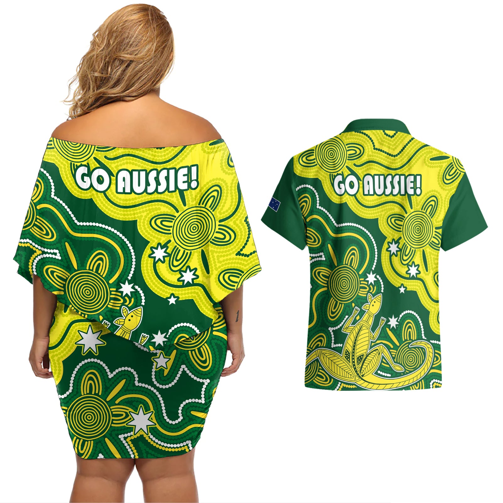 australia-cricket-couples-matching-off-shoulder-short-dress-and-hawaiian-shirt-go-aussie-world-cup-2023-aboriginal-style-unique