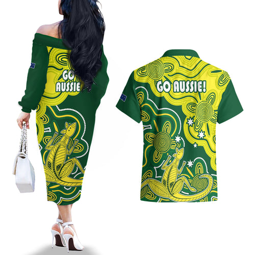 australia-cricket-couples-matching-off-the-shoulder-long-sleeve-dress-and-hawaiian-shirt-go-aussie-world-cup-2023-aboriginal-style-unique