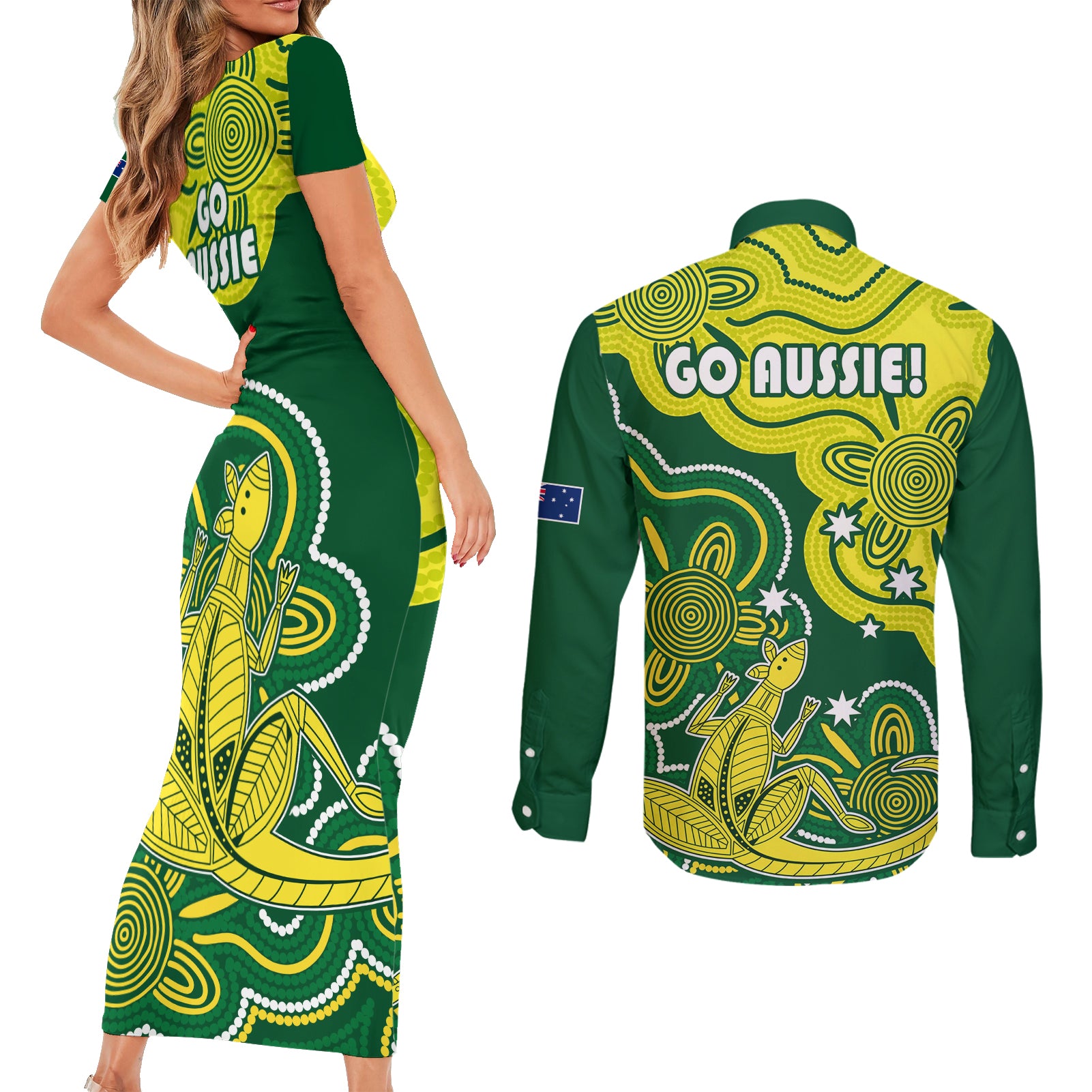 australia-cricket-couples-matching-short-sleeve-bodycon-dress-and-long-sleeve-button-shirts-go-aussie-world-cup-2023-aboriginal-style-unique