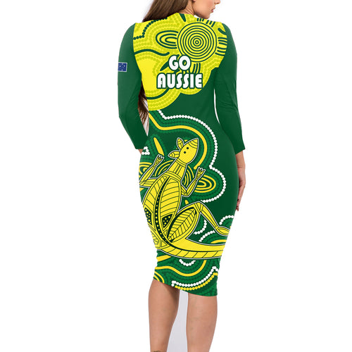 australia-cricket-family-matching-long-sleeve-bodycon-dress-and-hawaiian-shirt-go-aussie-world-cup-2023-aboriginal-style-unique