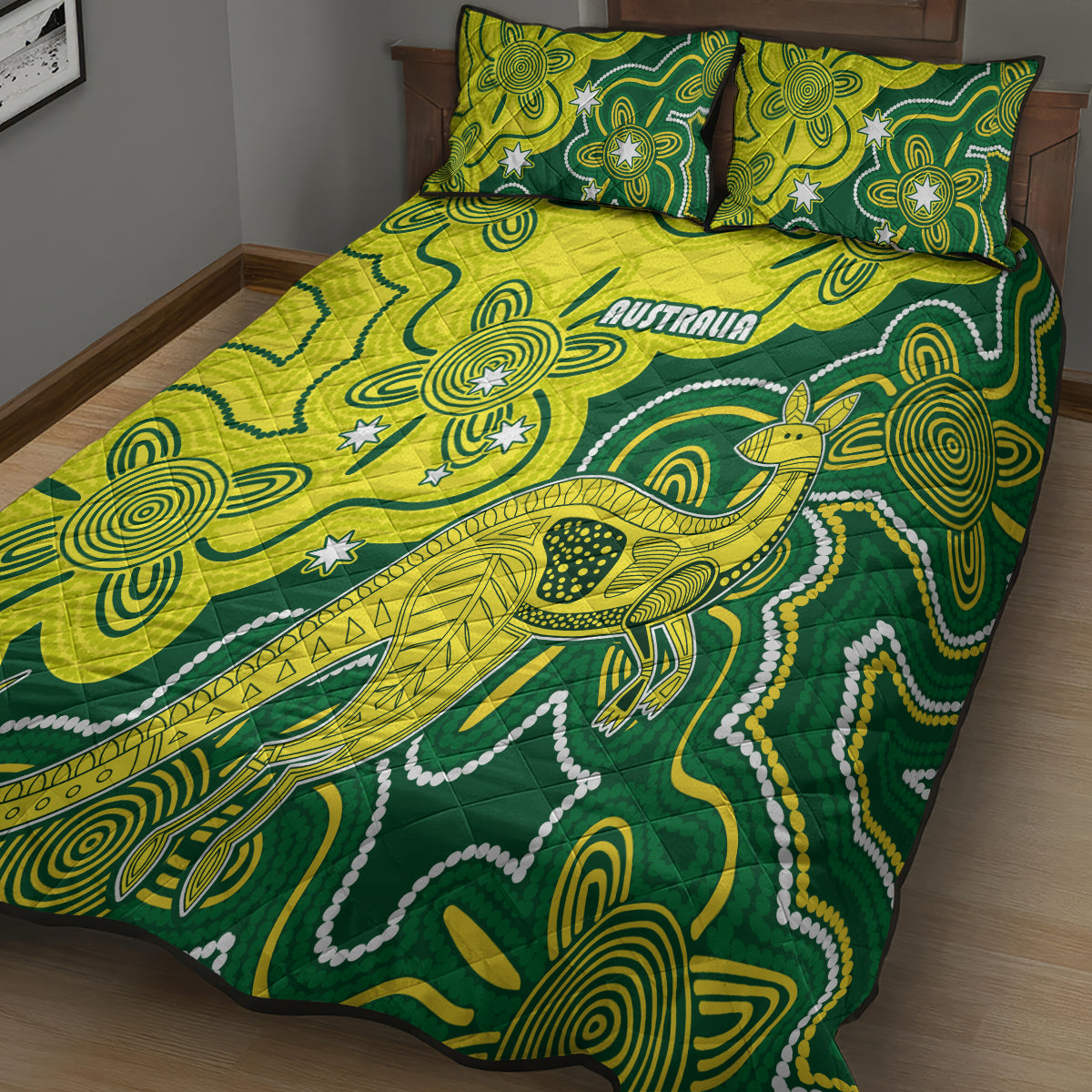 australia-cricket-quilt-bed-set-go-aussie-world-cup-2023-aboriginal-style-unique