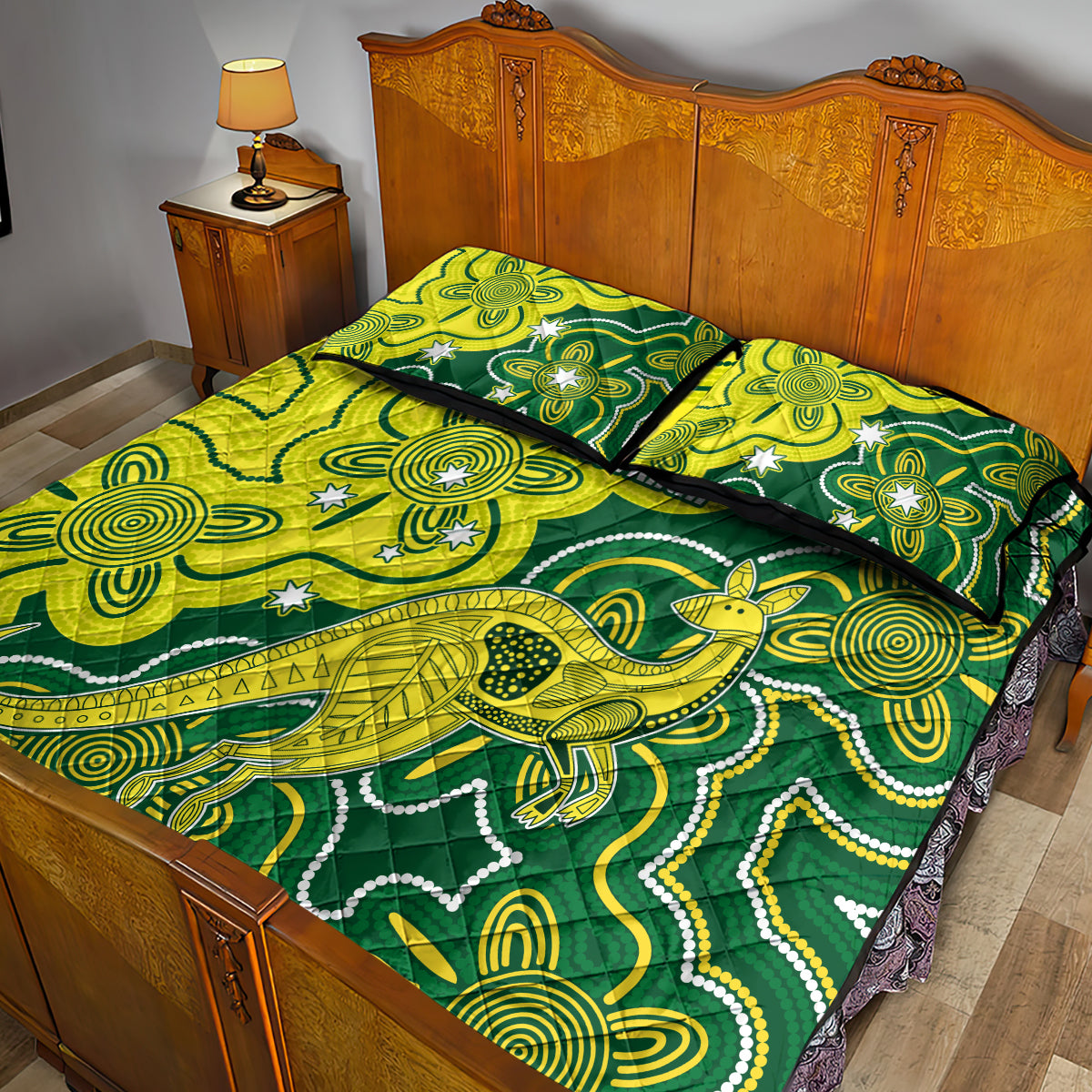 australia-cricket-quilt-bed-set-go-aussie-world-cup-2023-aboriginal-style-unique