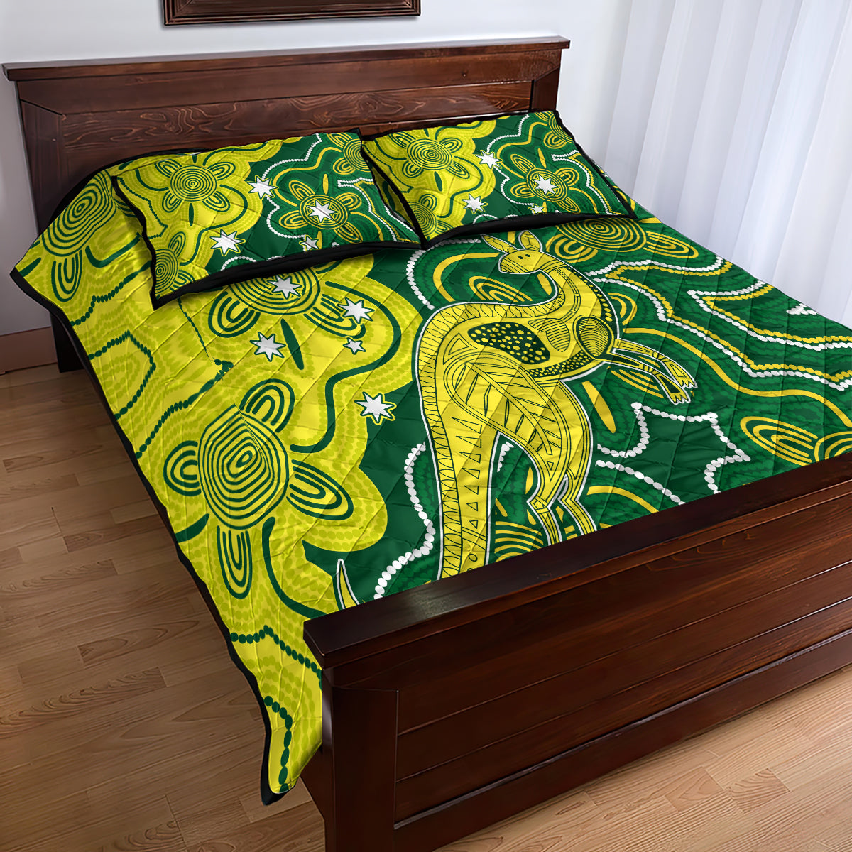 australia-cricket-quilt-bed-set-go-aussie-world-cup-2023-aboriginal-style-unique
