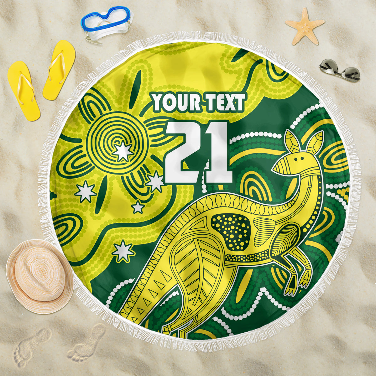 custom-australia-cricket-beach-blanket-go-aussie-world-cup-2023-aboriginal-style-unique