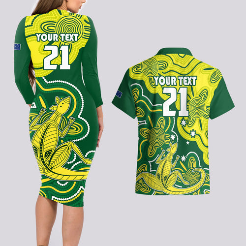 custom-australia-cricket-couples-matching-long-sleeve-bodycon-dress-and-hawaiian-shirt-go-aussie-world-cup-2023-aboriginal-style-unique