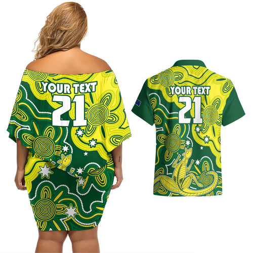 custom-australia-cricket-couples-matching-off-shoulder-short-dress-and-hawaiian-shirt-go-aussie-world-cup-2023-aboriginal-style-unique