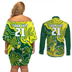custom-australia-cricket-couples-matching-off-shoulder-short-dress-and-long-sleeve-button-shirts-go-aussie-world-cup-2023-aboriginal-style-unique