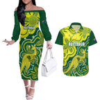 custom-australia-cricket-couples-matching-off-the-shoulder-long-sleeve-dress-and-hawaiian-shirt-go-aussie-world-cup-2023-aboriginal-style-unique