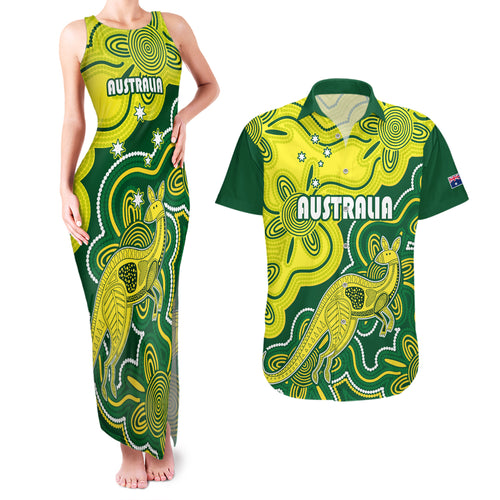custom-australia-cricket-couples-matching-tank-maxi-dress-and-hawaiian-shirt-go-aussie-world-cup-2023-aboriginal-style-unique