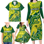 custom-australia-cricket-family-matching-long-sleeve-bodycon-dress-and-hawaiian-shirt-go-aussie-world-cup-2023-aboriginal-style-unique