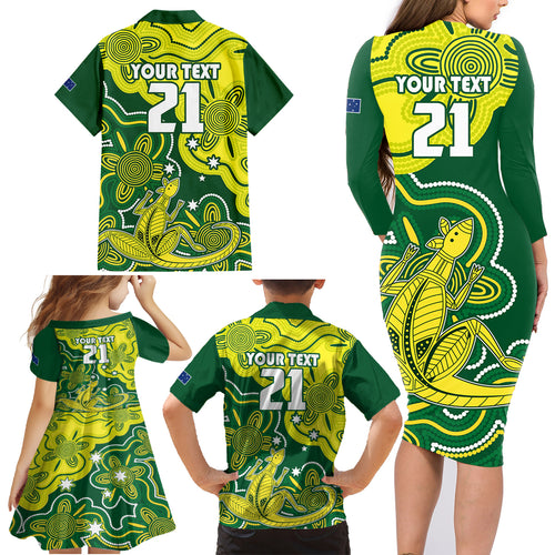 custom-australia-cricket-family-matching-long-sleeve-bodycon-dress-and-hawaiian-shirt-go-aussie-world-cup-2023-aboriginal-style-unique