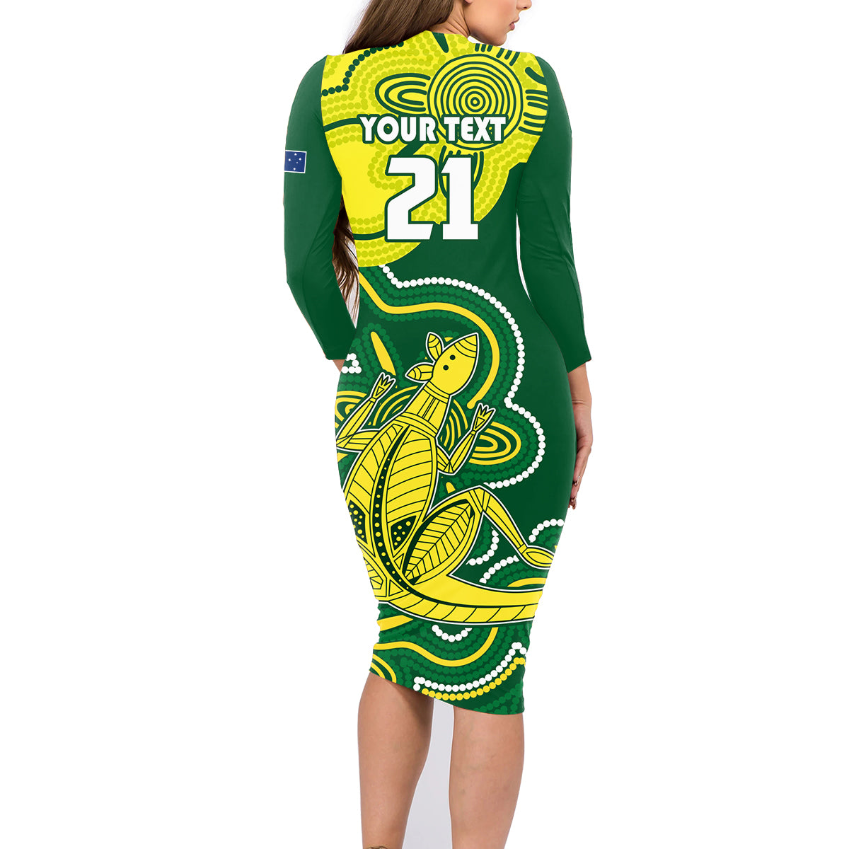 custom-australia-cricket-family-matching-long-sleeve-bodycon-dress-and-hawaiian-shirt-go-aussie-world-cup-2023-aboriginal-style-unique
