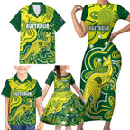 custom-australia-cricket-family-matching-short-sleeve-bodycon-dress-and-hawaiian-shirt-go-aussie-world-cup-2023-aboriginal-style-unique