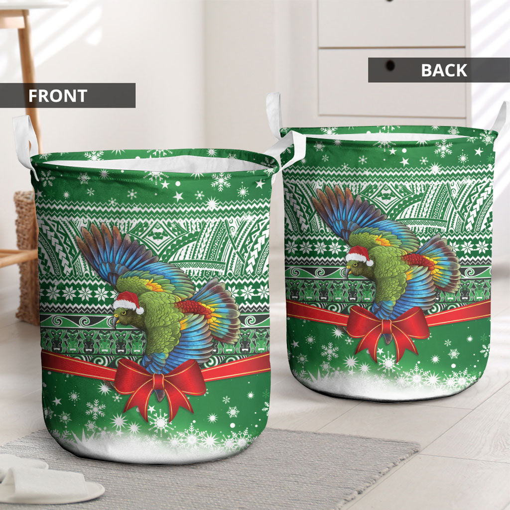 New Zealand Kea Bird Christmas Laundry Basket Maori Inspired Knitted Patterns