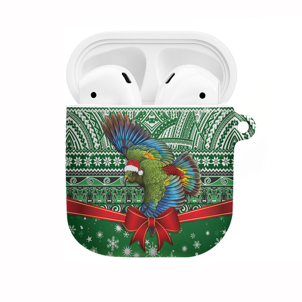 New Zealand Kea Bird Christmas AirPods Case Maori Inspired Knitted Patterns