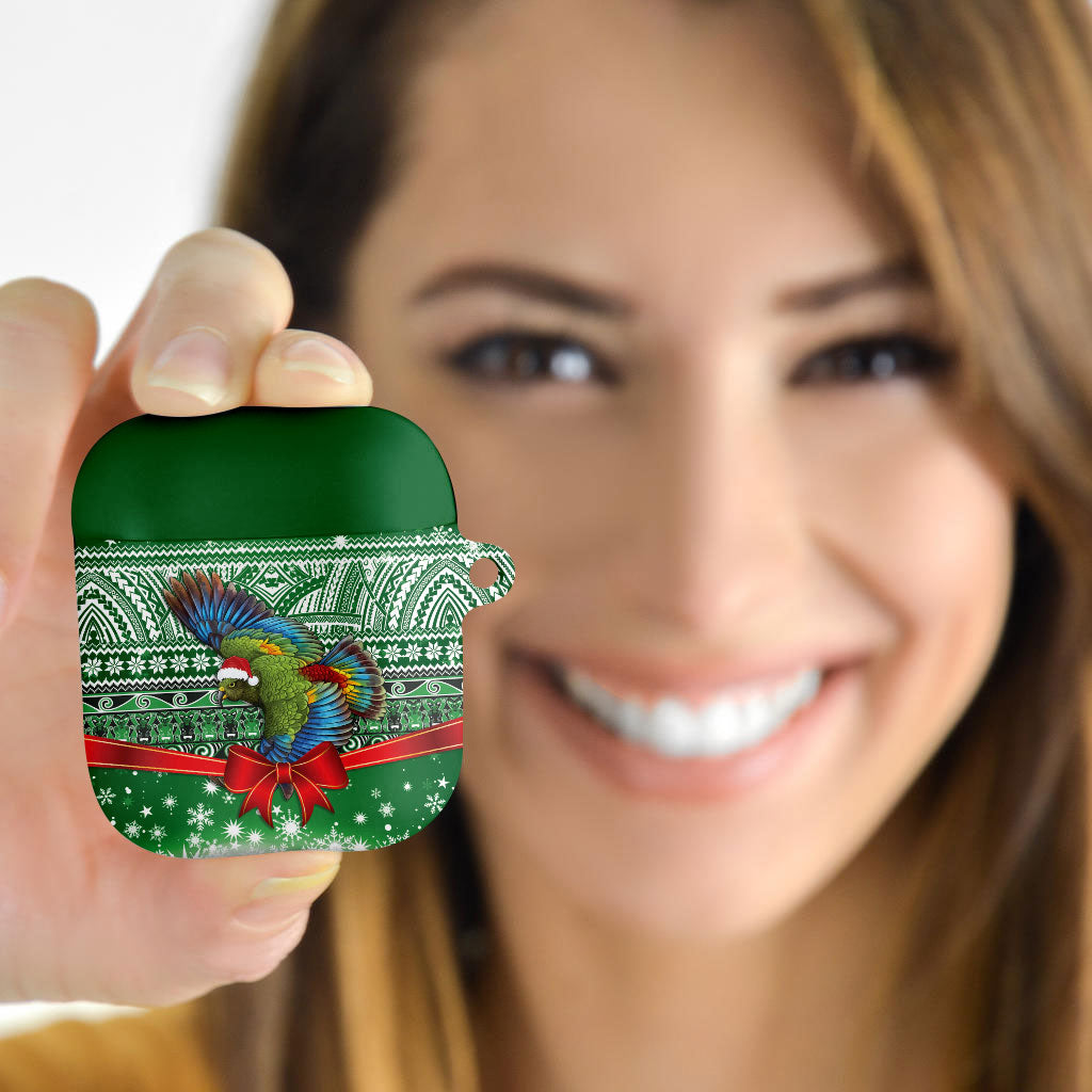 New Zealand Kea Bird Christmas AirPods Case Maori Inspired Knitted Patterns