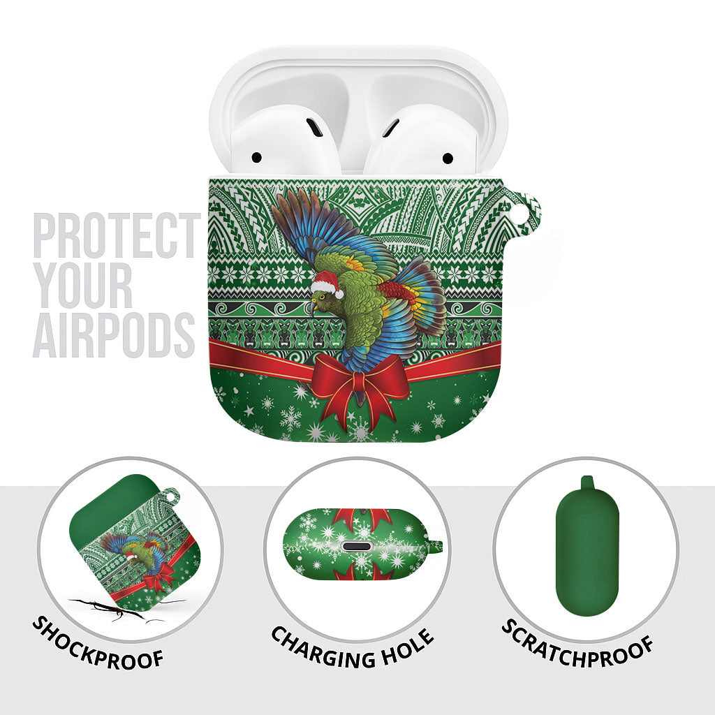 New Zealand Kea Bird Christmas AirPods Case Maori Inspired Knitted Patterns