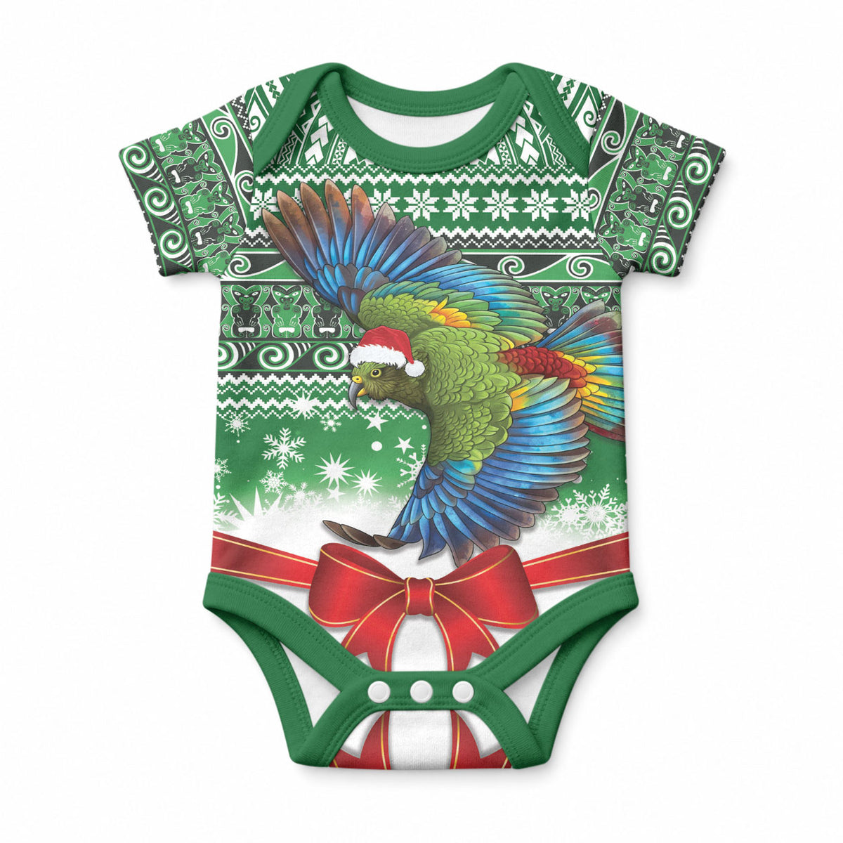 New Zealand Kea Bird Christmas Baby Onesie Maori Inspired Knitted Patterns