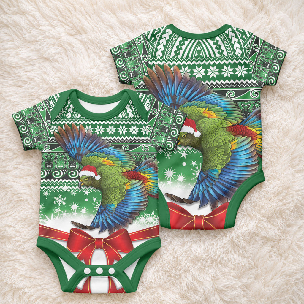 New Zealand Kea Bird Christmas Baby Onesie Maori Inspired Knitted Patterns
