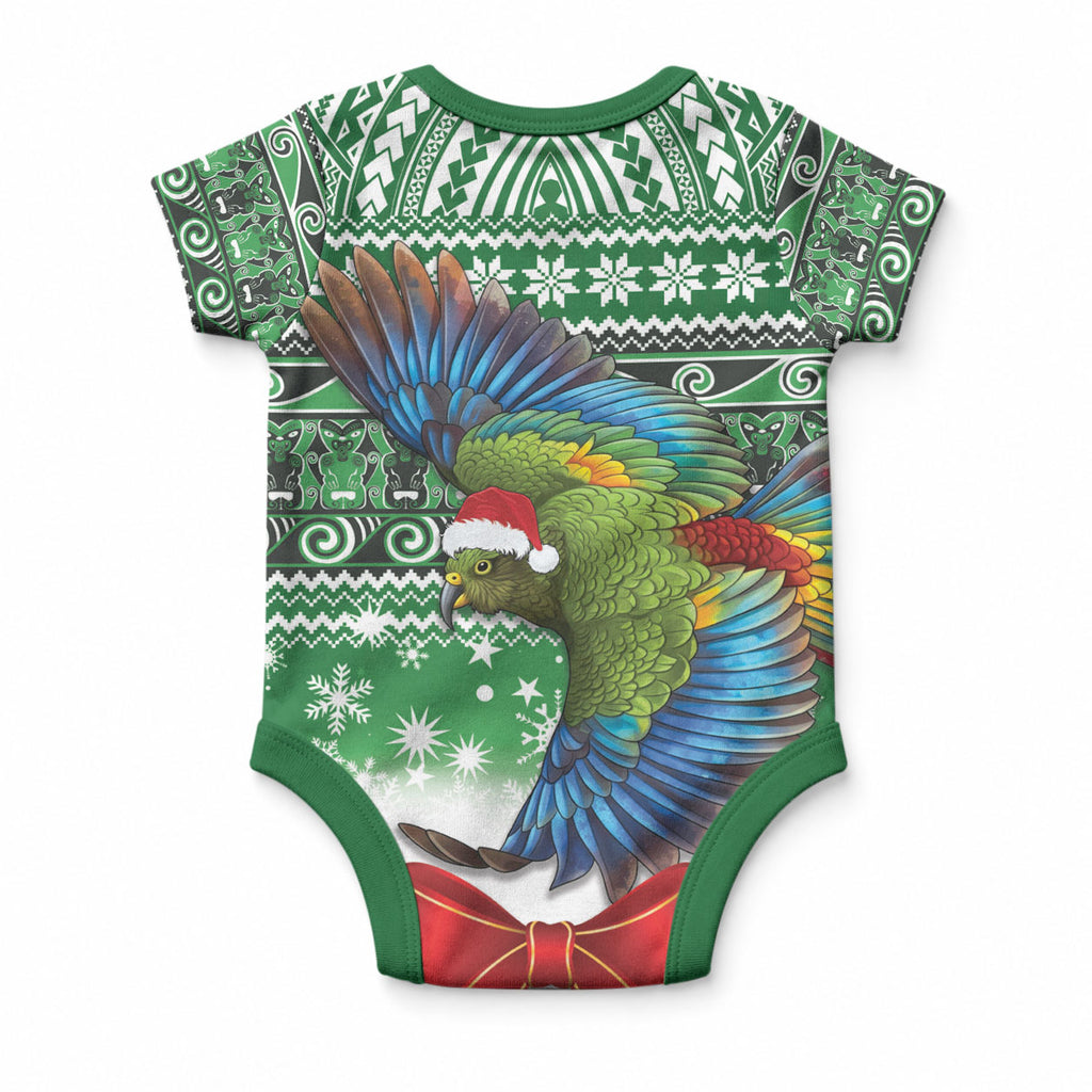 New Zealand Kea Bird Christmas Baby Onesie Maori Inspired Knitted Patterns