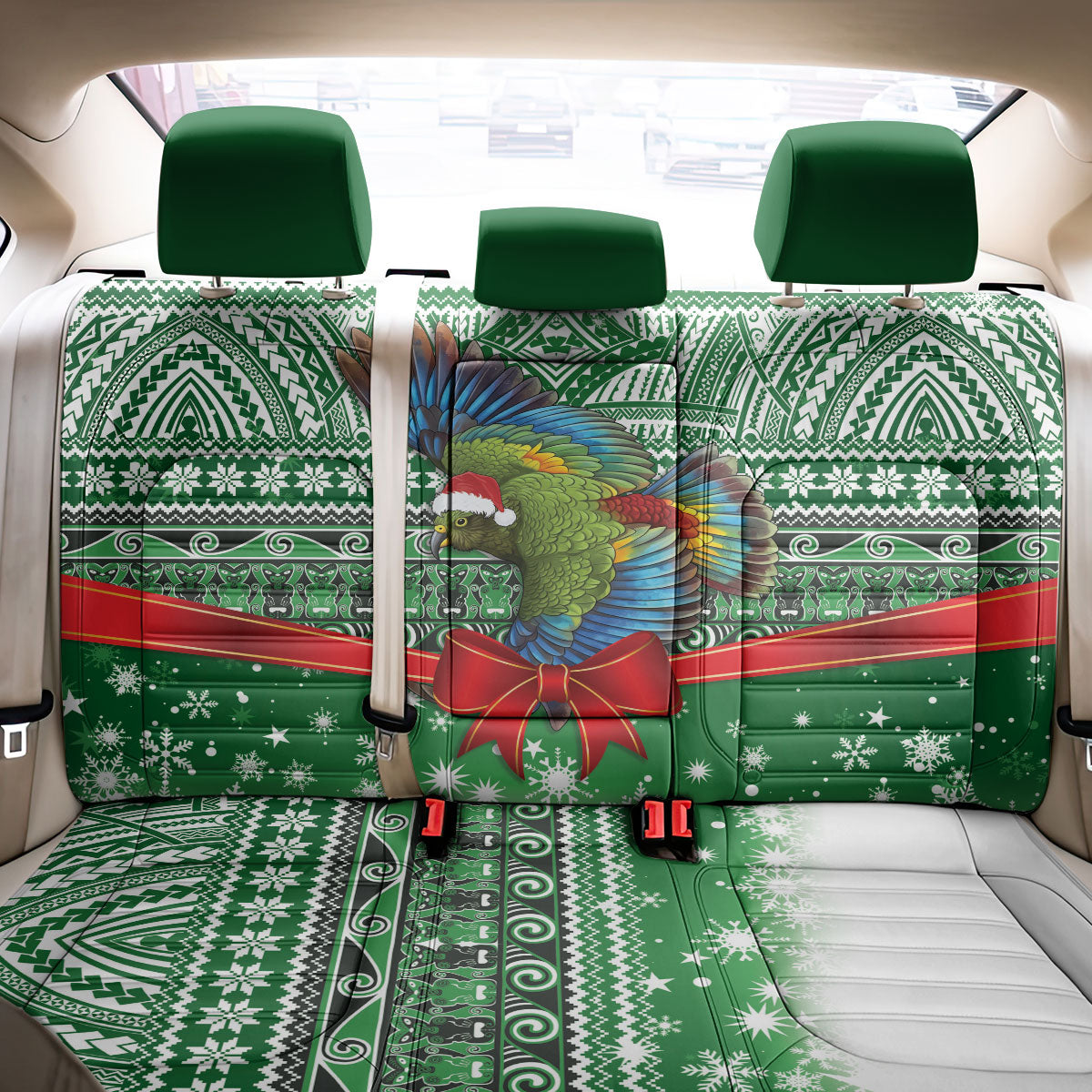 New Zealand Kea Bird Christmas Back Car Seat Cover Maori Inspired Knitted Patterns