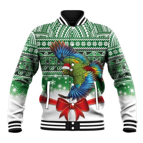 New Zealand Kea Bird Christmas Baseball Jacket Maori Inspired Knitted Patterns