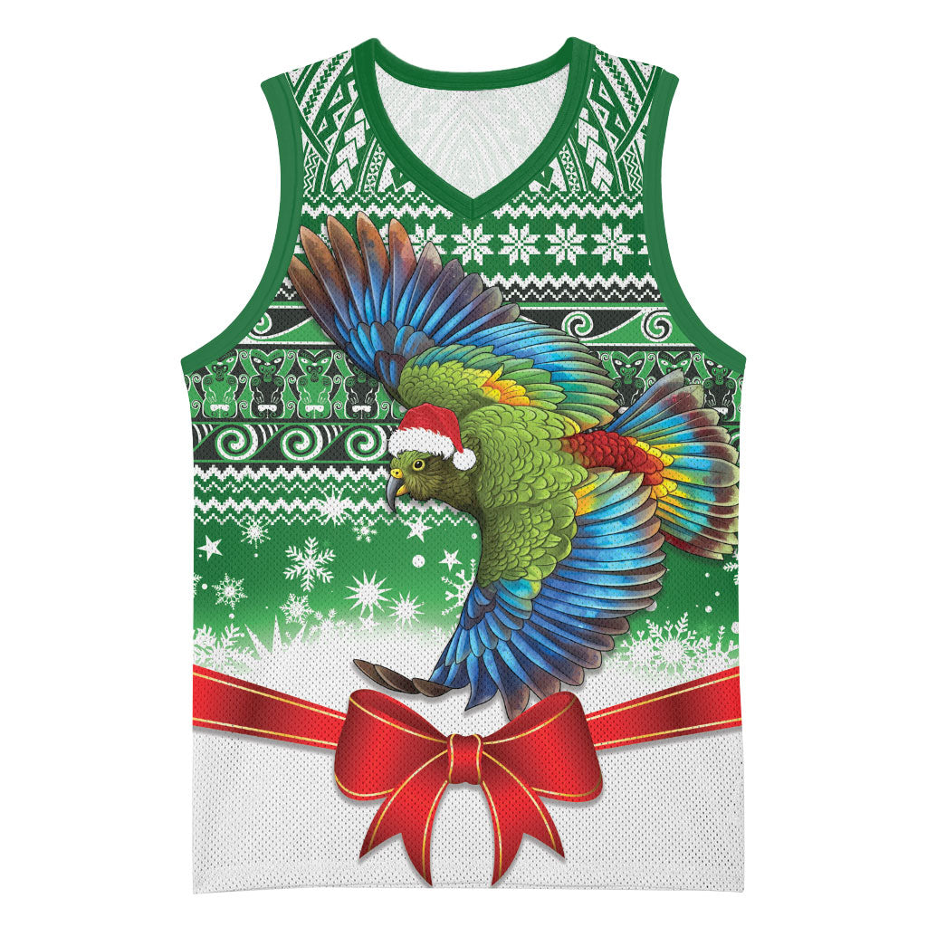 New Zealand Kea Bird Christmas Basketball Jersey Maori Inspired Knitted Patterns