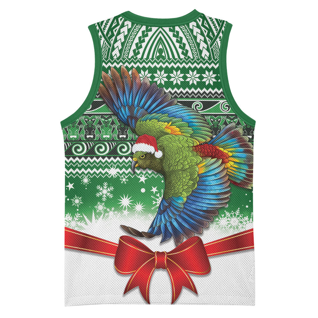New Zealand Kea Bird Christmas Basketball Jersey Maori Inspired Knitted Patterns