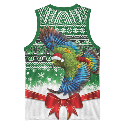 New Zealand Kea Bird Christmas Basketball Jersey Maori Inspired Knitted Patterns