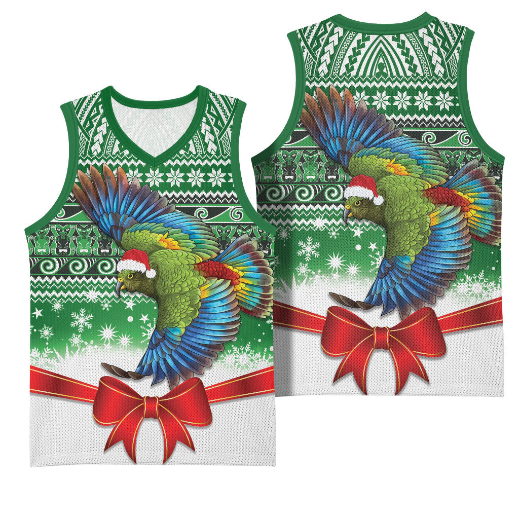 New Zealand Kea Bird Christmas Basketball Jersey Maori Inspired Knitted Patterns