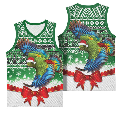 New Zealand Kea Bird Christmas Basketball Jersey Maori Inspired Knitted Patterns