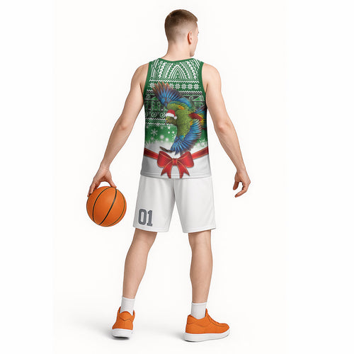 New Zealand Kea Bird Christmas Basketball Jersey Maori Inspired Knitted Patterns