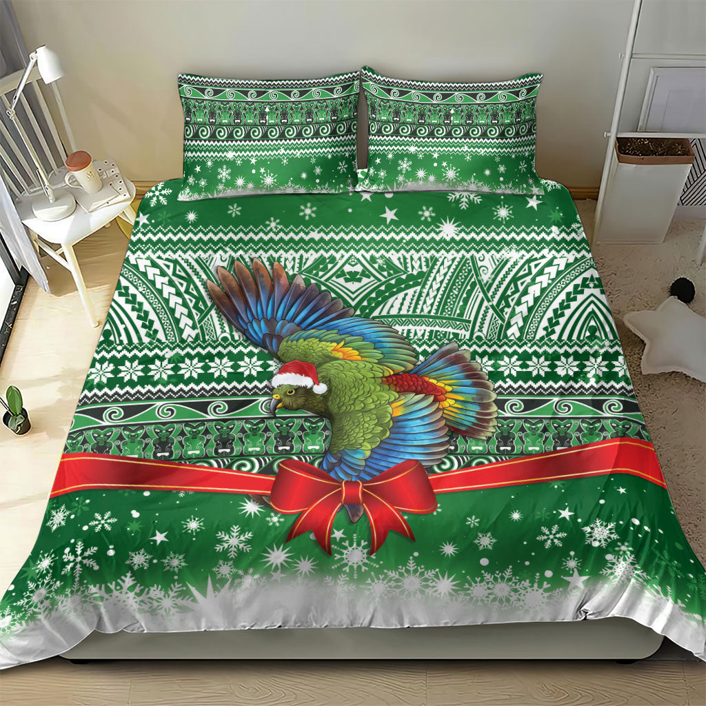 New Zealand Kea Bird Christmas Bedding Set Maori Inspired Knitted Patterns