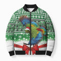 New Zealand Kea Bird Christmas Bomber Puffer Jacket Maori Inspired Knitted Patterns