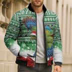 New Zealand Kea Bird Christmas Bomber Puffer Jacket Maori Inspired Knitted Patterns
