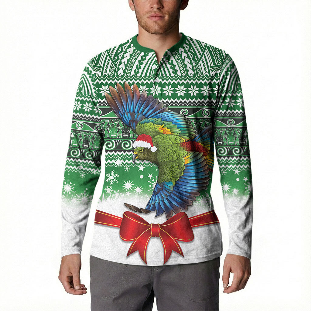 New Zealand Kea Bird Christmas Button Sweatshirt Maori Inspired Knitted Patterns