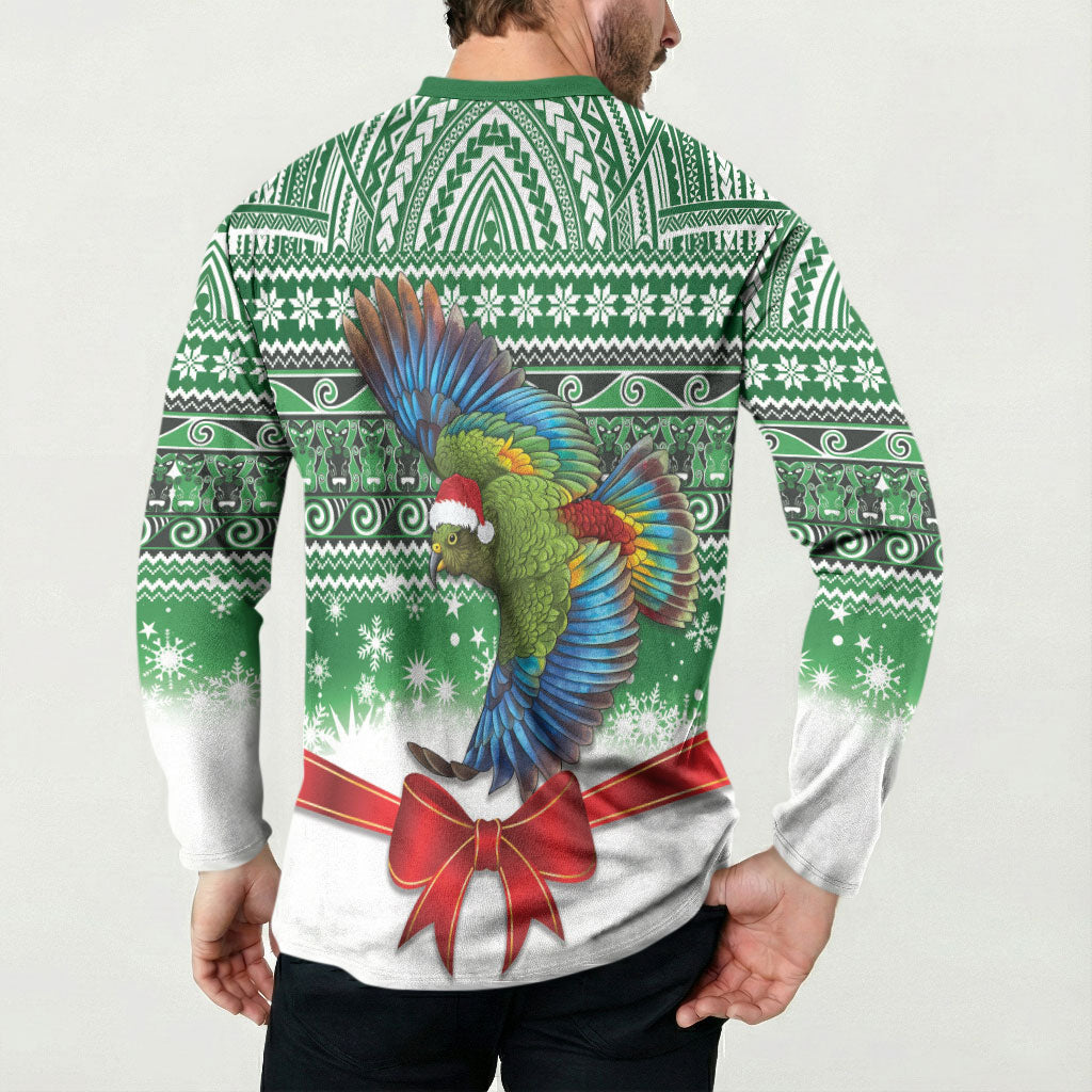New Zealand Kea Bird Christmas Button Sweatshirt Maori Inspired Knitted Patterns