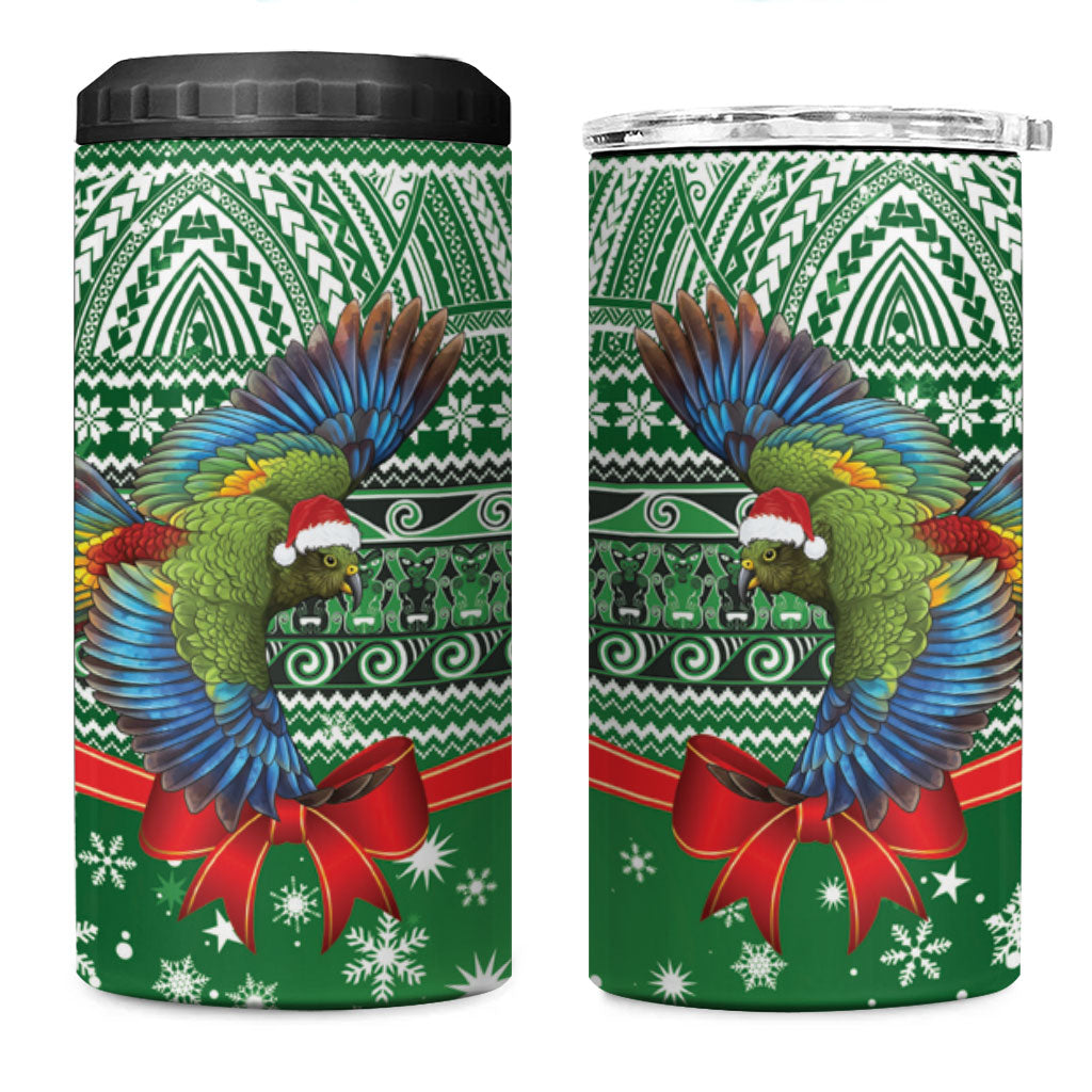 New Zealand Kea Bird Christmas 4 in 1 Can Cooler Tumbler Maori Inspired Knitted Patterns