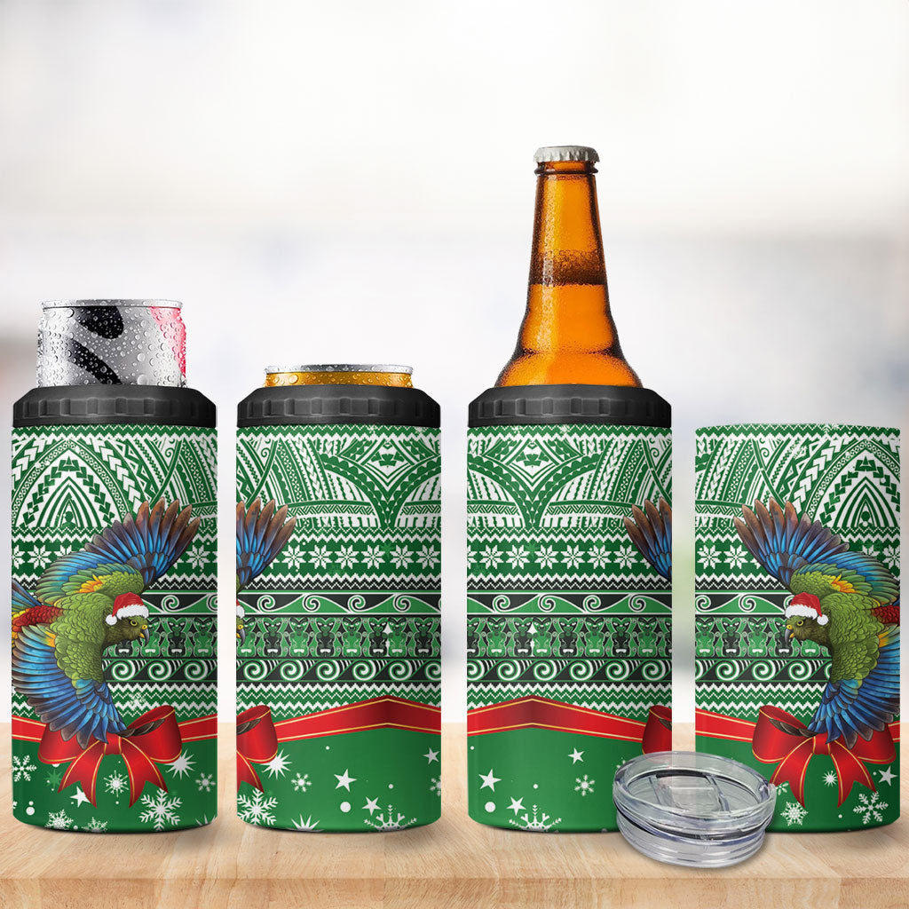 New Zealand Kea Bird Christmas 4 in 1 Can Cooler Tumbler Maori Inspired Knitted Patterns