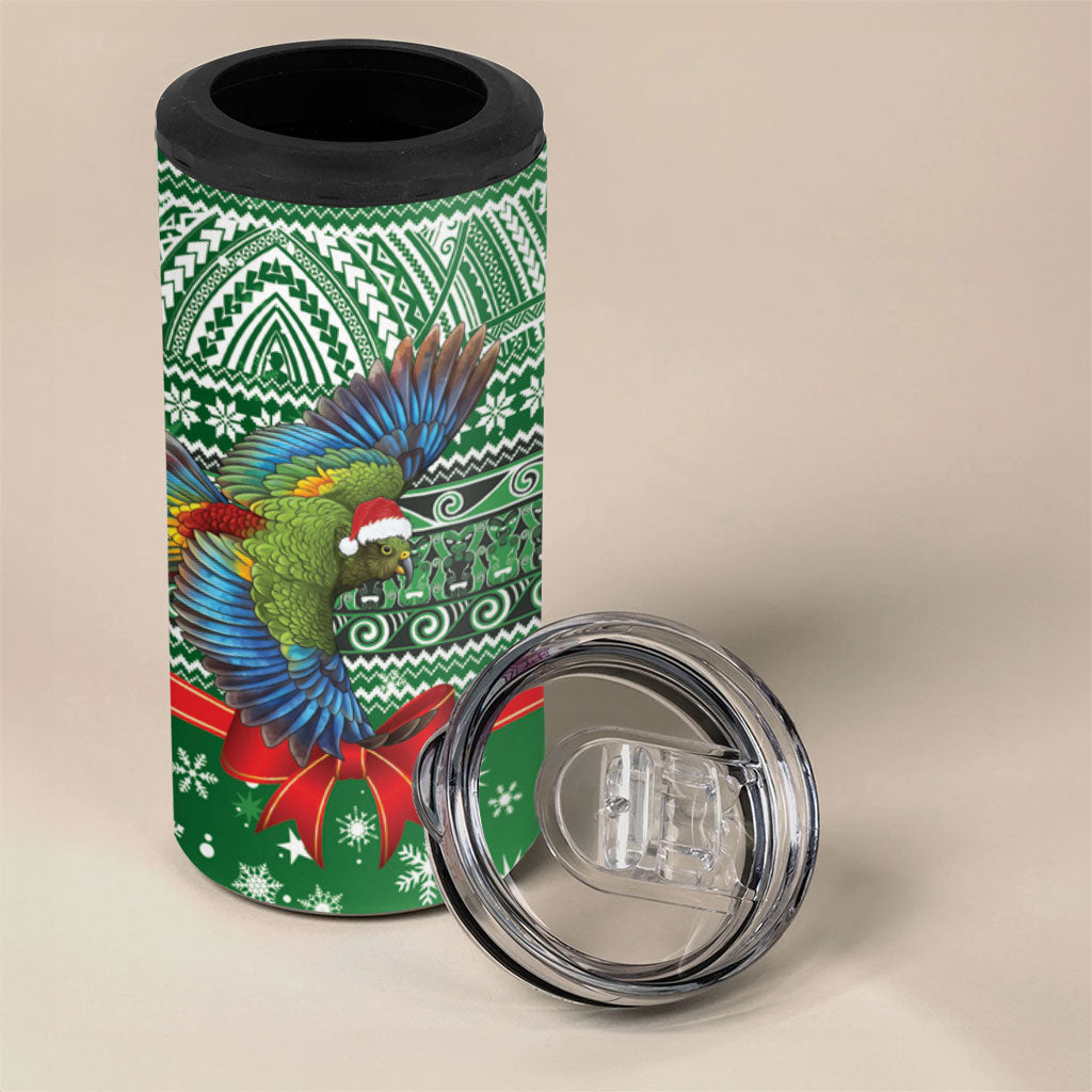 New Zealand Kea Bird Christmas 4 in 1 Can Cooler Tumbler Maori Inspired Knitted Patterns