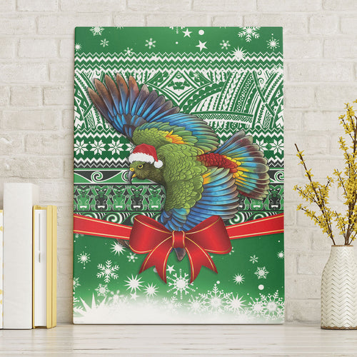 New Zealand Kea Bird Christmas Canvas Wall Art Maori Inspired Knitted Patterns